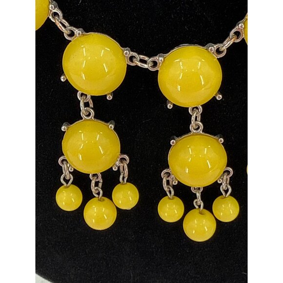 J. Crew Gold Tone Yellow Bubble Bauble Bib Dangle Statement Necklace adjustable - Picture 2 of 4